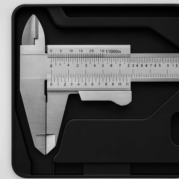 (0.02 Hassasiyet) 200 mm Kilitli Mekanik Kumpas Monoblok Metal Gövde İç Dış Derinlik Ölçüm Aleti - Resim 3