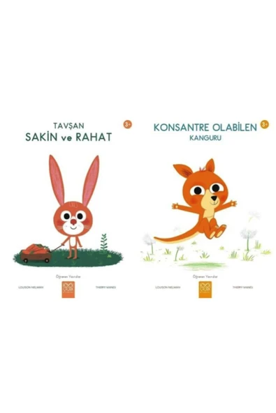 Tavşan Sakin Ve Rahat Ve Konsantre Olabilen Kanguru - Öğrenen Yavrular Serisi 2'li Set ürün görseli