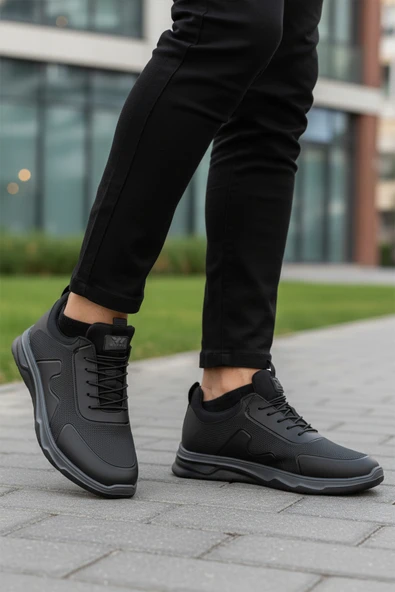 Walkway Siyah Lastik Bağcıklı Erkek Spor Ayakkabı - Resim 3