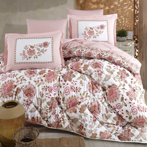 Clasy Ranforce %100 Pamuk Tek Kişilik Yorgan Seti Omeya V1 Pudra ürün görseli 1