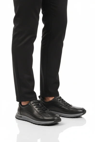 Walkway Siyah Hakiki Deri Erkek Sneaker ürün görseli