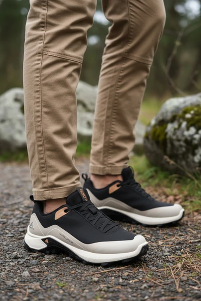 Humtto Siyah Bej Su Geçirmez Erkek Outdoor Ayakkabı - Resim 3