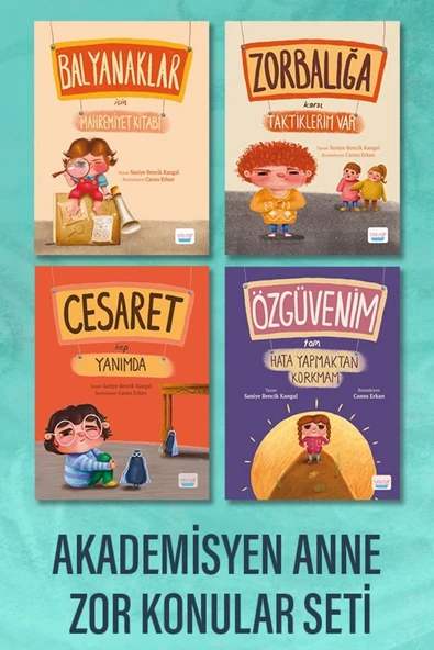Akademisyen Anne Zor Konular 4'lü Kitap Seti (Özgüvenim-Cesaret-Balyanak-Zorbalık) - Resim 2