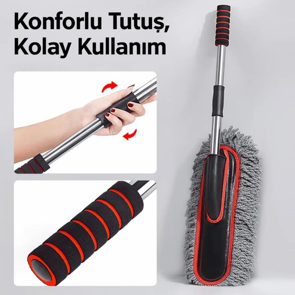 Coofbe 2 ADET Set Profesyonel Püsküllü Mikrofiber Araç Yıkama Fırçası Toz Alma Fırçası Araç Paspası - Resim 11