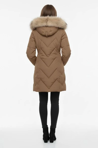 Kadın Spor Kapüşonlu İçi Peluş Mont  M5308 BGL-ST04893 - Resim 11