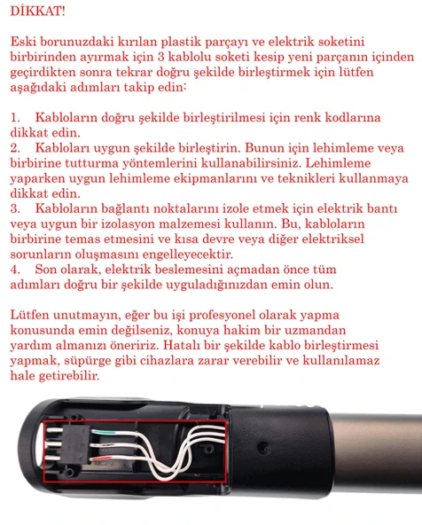 Philips İle Uyumlu XC7040, XC7043 SpeedPro Max, XC8349 Aqua Plus Kablosuz Şarjlı Dikey Süpürge Boru Tamir Seti - Resim 4