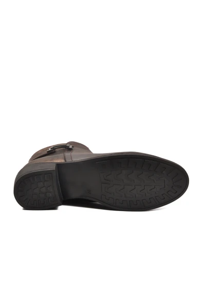 Aspor Kahve Zümrüt Fermuarlı Kürklü Kadın Topuklu Bot - Resim 4