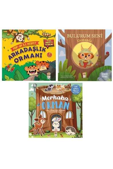 Üç Boyutlu-fenerli-cırtcırtlı Kitaplar 3'lü Set/arkadaşlık Ormanı-bulurum Seni Ormanda-merhaba Orman ürün görseli