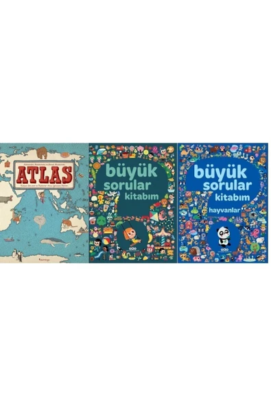 Atlas + Büyük Sorular Kitabım + Büyük Sorular Kitabım Hayvanlar 3 Kitap Set ürün görseli