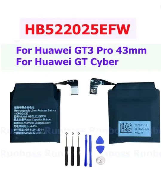 Huawei Watch GT3 GT 3 Pro 43MM FRG-B19 Watch GT Cyber ​​AND-B19 Akıllı Saat için HB522025EFW 292mAh Saat Pili ürün görseli