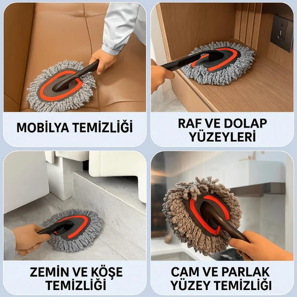 Coofbe 2 ADET Set Profesyonel Püsküllü Mikrofiber Araç Yıkama Fırçası Toz Alma Fırçası Araç Paspası - Resim 4