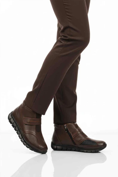 Aspor Kahve Hakiki Deri İçi Polarlı Fermuarlı Kadın Düz Bot ürün görseli