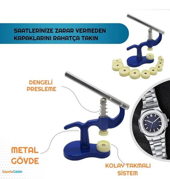 Sepetegelsin Saat Arka Kapak Kapatma Saat Pres Seti 12 Kalıplı Metal Gövde - Resim 3