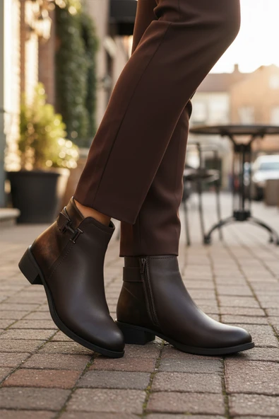 Aspor Kahve Zümrüt Fermuarlı Kürklü Kadın Topuklu Bot ürün görseli