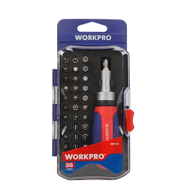 WORKPRO WP200517 38 Parça Profesyonel CR-V Cırcırlı Bits Tornavida Seti - Resim 2