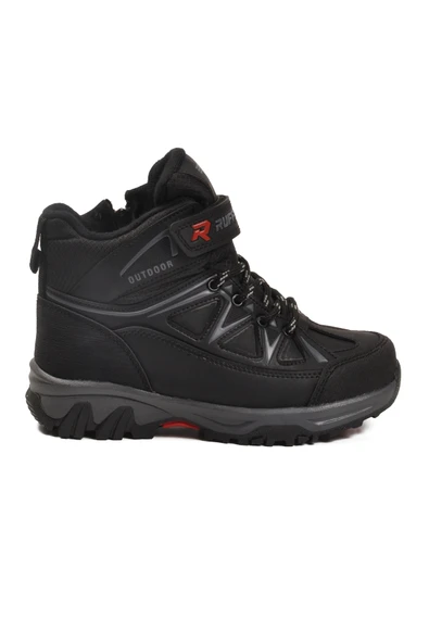 Ruffon Siyah Polarlı Fermuarlı Erkek Çocuk Düz Bot - Resim 2