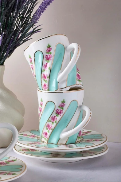 Perotti Kuzguncuk 6 Kişilik 12 Parça Porselen Kahve Fincan Takımı 16857 - Resim 2