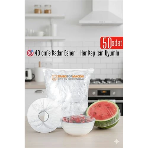 50'li Tabak Bonesi  40 cm Esnek Streç Kapak Seti, Gıda Bonesi Koruma İçin ürün görseli 1
