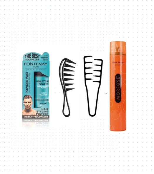 Fontenay Saç Pudra Toz Wax Matt Effect + Mucizevi Şekil Tarağı +Şekil Tarak + Saç Sprey 4'lü Set ürün görseli