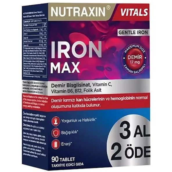 Nutraxin Iron Max 90 Tablet - 3 Al 2 Öde ürün görseli 1