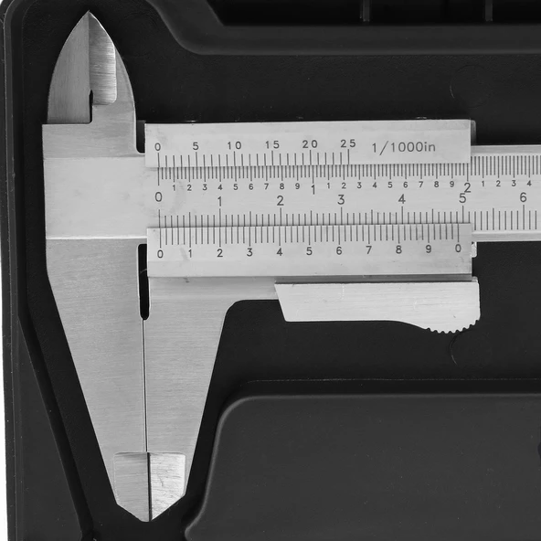 (0.02 Hassasiyet) 200 mm Kilitli Mekanik Kumpas Monoblok Metal Gövde İç Dış Derinlik Ölçüm Aleti - Resim 5
