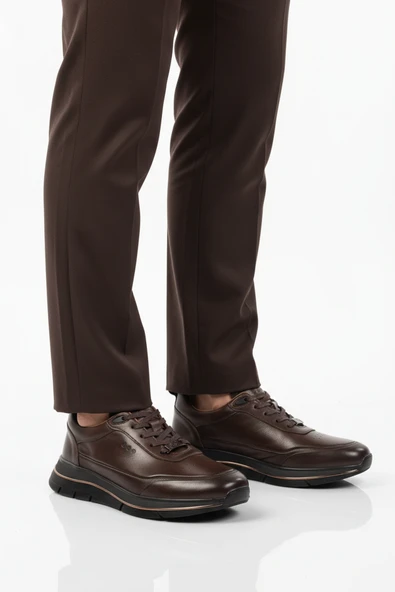 Marcomen Kahve Hakiki Deri Bağcıklı Erkek Casual Ayakkabı ürün görseli