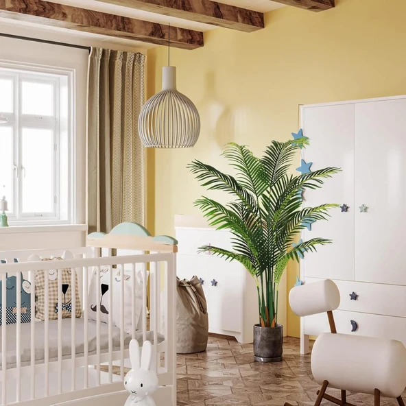 Yapay Ağaç Areka Ağacı Palmiye Ağacı 160cm Siyah Saksıda Salon Bitkisi - Resim 2