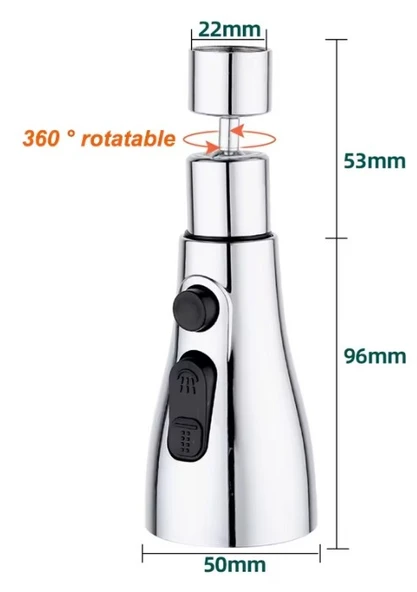 3 Fonksiyonlu Metalik Musluk Başlığı (5284) - Resim 5