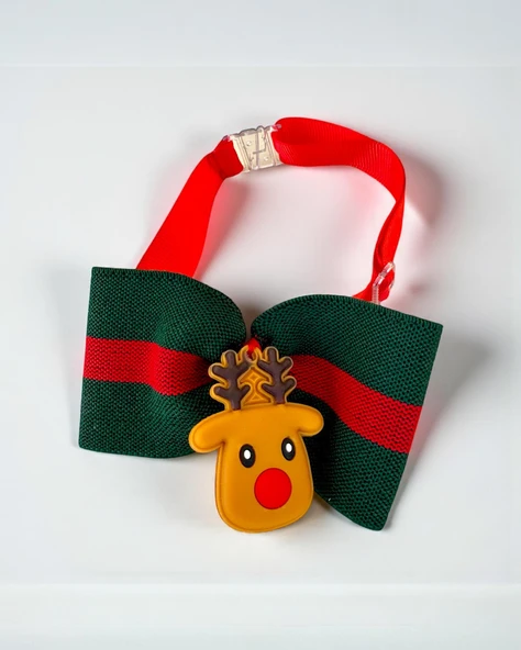 Royal Rudolph Premium Yılbaşı Köpek Papyonu | Limited Edition Luxe Aksesuar | Orta & Büyük Irklar İçin - Resim 4