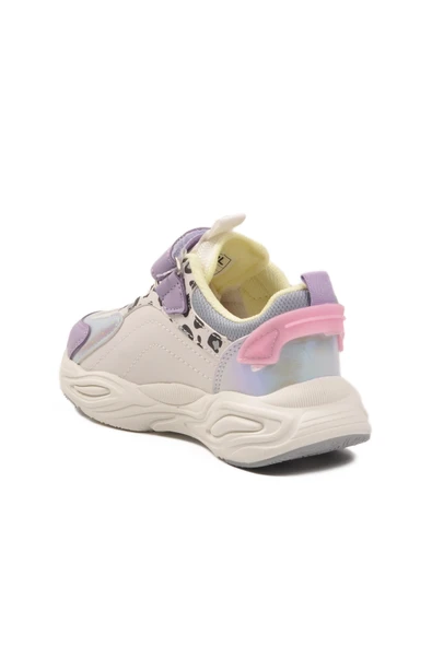 Cool Lila Leopar Desenli Cırtlı Kız Çocuk Spor Ayakkabı - Resim 4