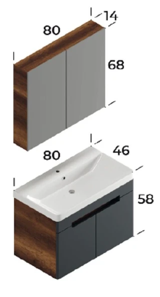 TREND 80 CM BANYO DOLABI (BAROK-ANTRASİT) - Resim 2