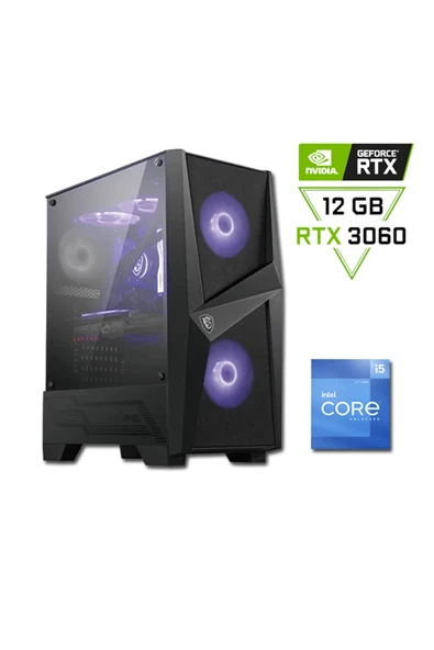 Intel Core I5 12400f 16gb Ddr4 500gb 3300-3100 Mb s M2 Ssd Zotac Rtx3060 Gamıng Masaüstü Pc ürün görseli 1