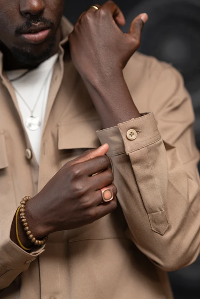 Oversize Çift Kapak Cepli İnce Kanvas Kumaş Astarsız Gömlek - Resim 4