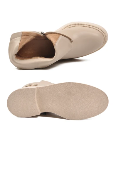 Pierre Cardin Krem İçi Kürklü Kadın Topuklu Bot - Resim 5