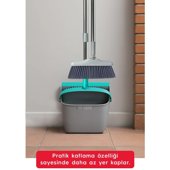 SMARTER Premium Katlanır Faraşlı Süpürge Çelik Saplı - Resim 3