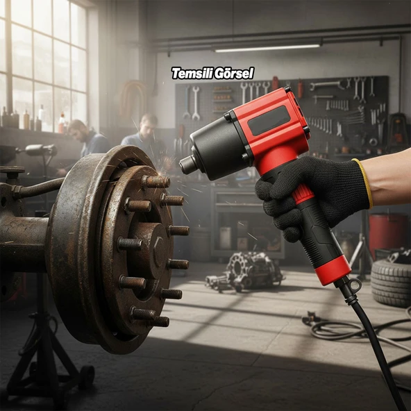 Profesyonel 1/2'' Havalı Somun Sökme Makinesi 92 KGM Güçlü Torklu Darbeli Lokma Sökücü - Resim 6