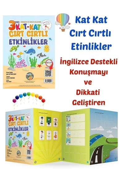 Kat Kat Cırt Cırtlı Etkinlik Kitabı-3 Yaş-ingilizce Destekli -konuşmayı Ve Dikkati Geliştiren ürün görseli