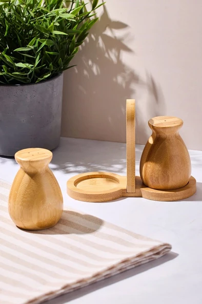 Perotti Duke 2 Li Bambu Standlı Tuzluk Biberlik 16594 - Resim 2