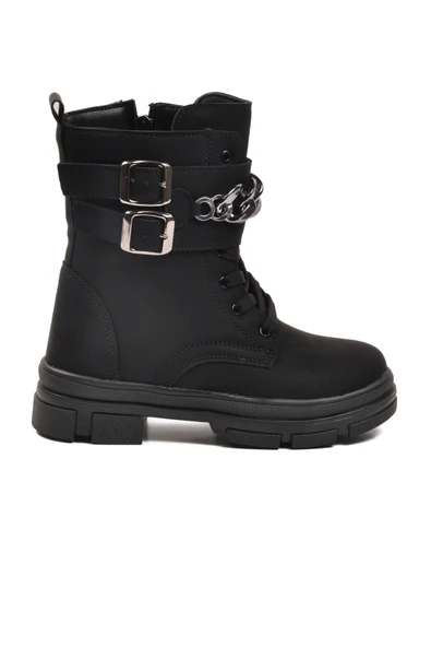 Aspor Siyah İçi Polarlı Kız Çocuk Düz Bot ürün görseli