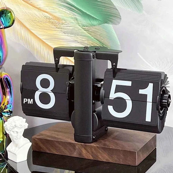 Vintage Flip Clock Mekanik Sayfa Çevirme Saat  Minimalist Retro Masa Saati, Ofis ve Ev Dekoratif Saat ürün görseli 1