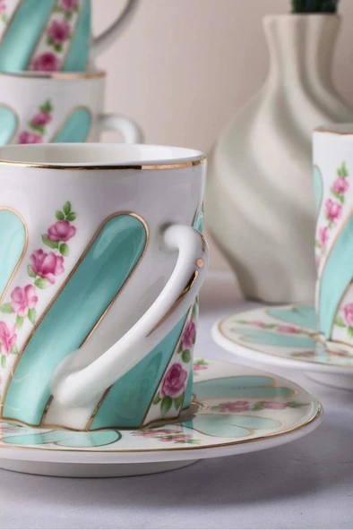 Perotti Kuzguncuk 6 Kişilik 12 Parça Porselen Kahve Fincan Takımı 16857 - Resim 4