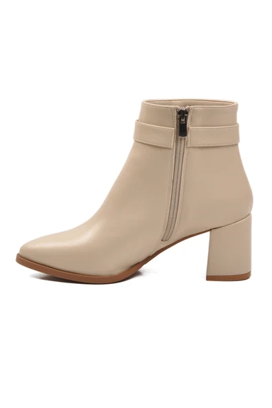 Pierre Cardin Krem İçi Kürklü Fermuarlı Kadın Topuklu Bot - Resim 4