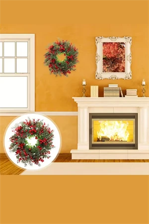 45 cm (17.71 inç) Festive Yapay Noel Çelengi – Çam Yaprakları ve Kırmızı Meyveler | Klasik Duvar & Kapı Süsü | Elektrik Gerektirmez | Ev ve Parti Dekoru için İdeal - Resim 11