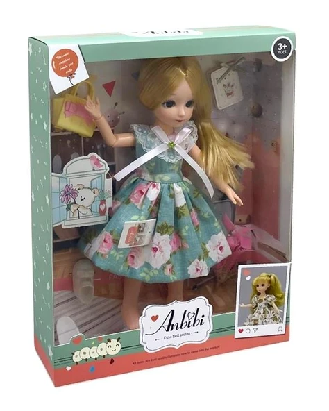 Kızılkaya Anbibi Premium Oyuncak Bebek Aksesuarlı Yeşil Elbiseli WX1962 ürün görseli