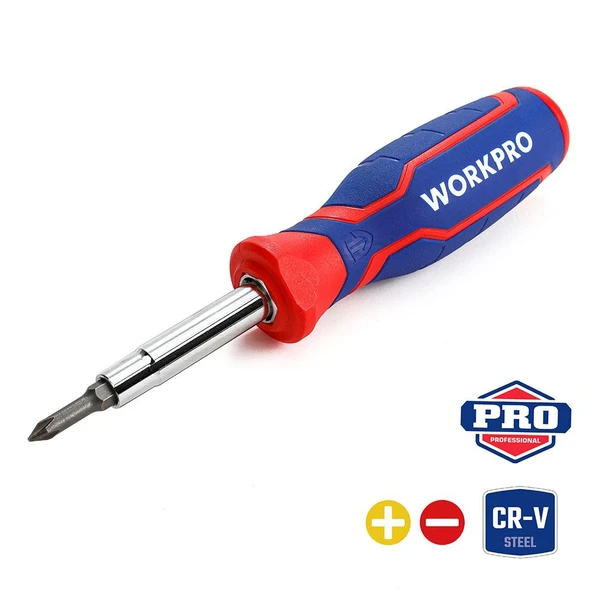 WORKPRO WP221046 6-IN-1 Profesyonel Çok Fonksiyonlu Değişken Uçlu Tornavida Seti - Resim 2