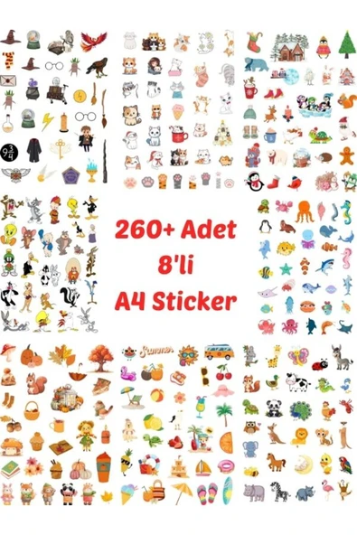 Eğlenceli Sticker Cam Duvar Laptop Telefon Etiket (A4 Sayfalar-Her birinde 27-35 Sticker) ürün görseli