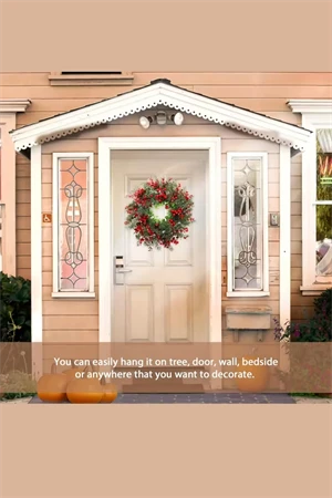 45 cm (17.71 inç) Festive Yapay Noel Çelengi – Çam Yaprakları ve Kırmızı Meyveler | Klasik Duvar & Kapı Süsü | Elektrik Gerektirmez | Ev ve Parti Dekoru için İdeal - Resim 5