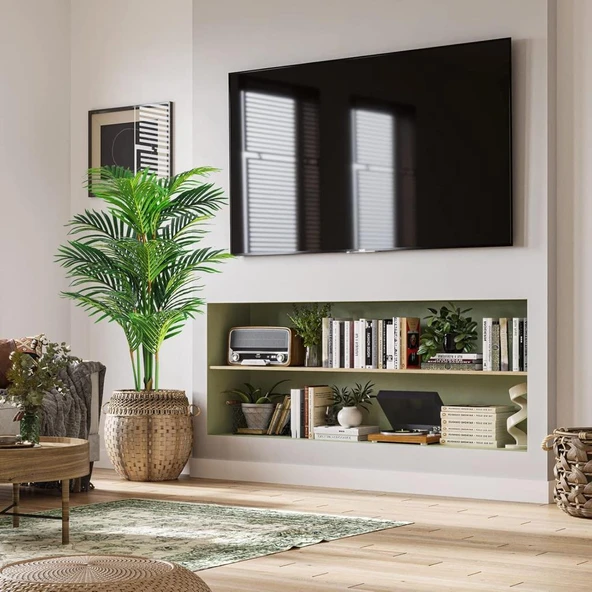 Yapay Ağaç Areka Ağacı Palmiye Ağacı 160cm Siyah Saksıda Salon Bitkisi - Resim 7