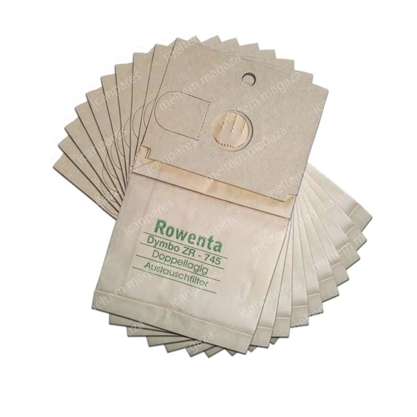Rowenta İle Uyumlu Dymbo ES040, Dymbo Plus, ZR 745 Süpürge Kağıt Toz Torbası 10 Adet ürün görseli