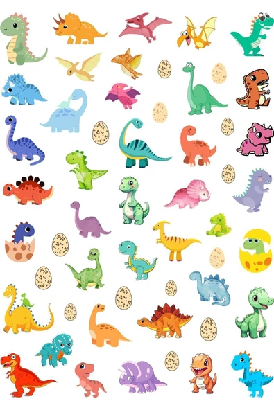 Eğlenceli Sticker Cam Duvar Laptop Telefon Dinozorlar 40+ Etiket ürün görseli